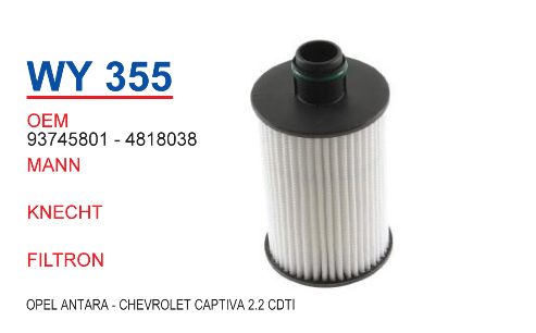 OPEL Antara 07-17 10-/ Captiva 11-Cruze 11-2.2D 2.2 CDTI MOTORLAR İÇİN YAĞ FİLTRESİ