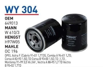 Opel Combo B Yağ Filtresi 1.7 Dizel Motorlar